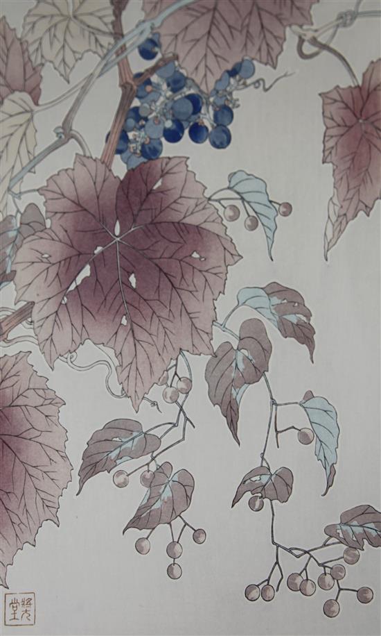 Kawarazaki Shodo (1889-1973) four ukiyo-e prints of flowers, all mounted, varying condition (7)